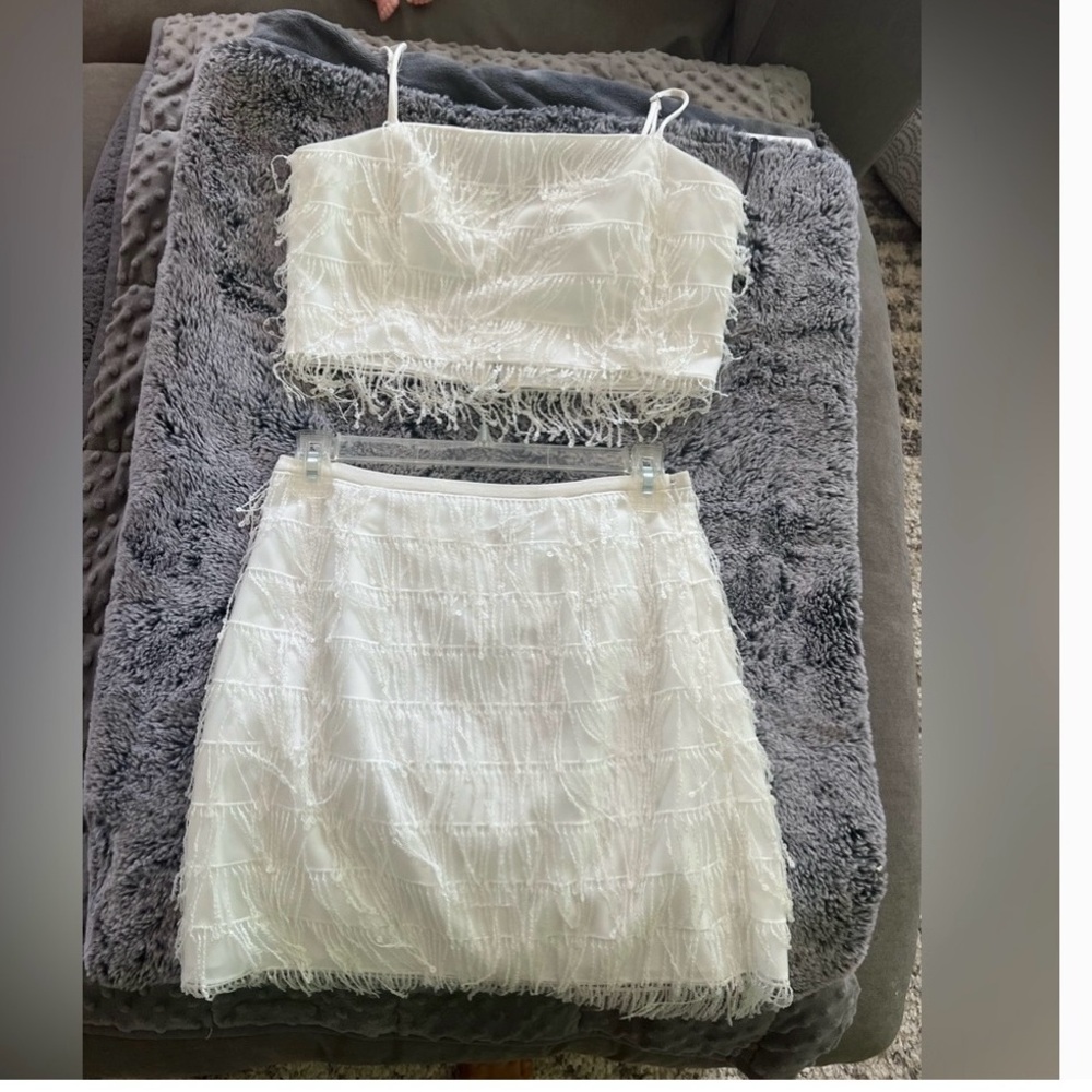 White SAYLOR Beaded Skirt and Top Set